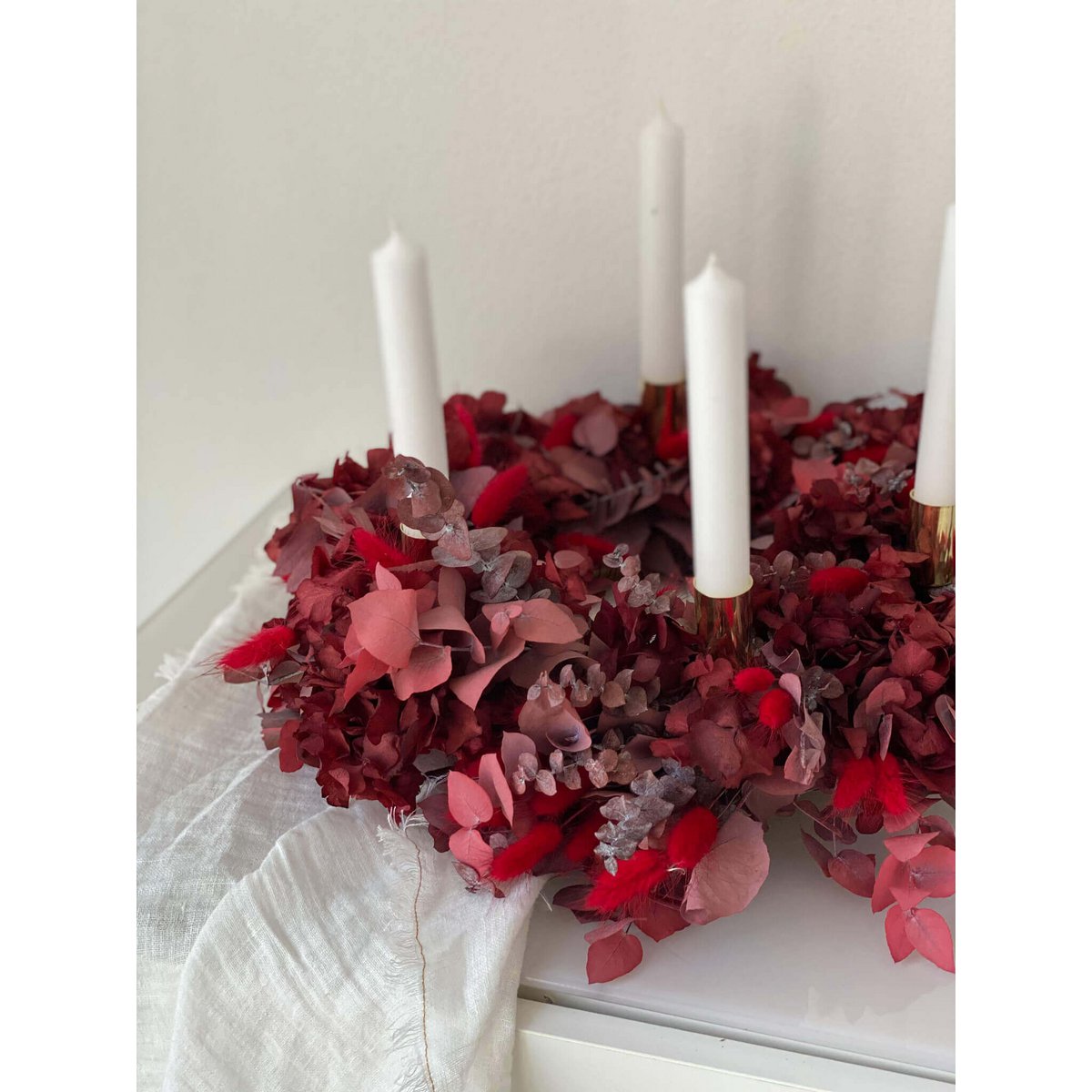 Adventskranz Trockenblumen "Rouge"