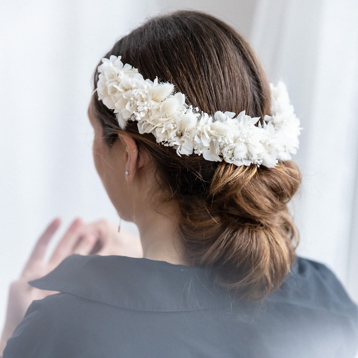 Haarreif I Diadem Trockenblumen weiß
