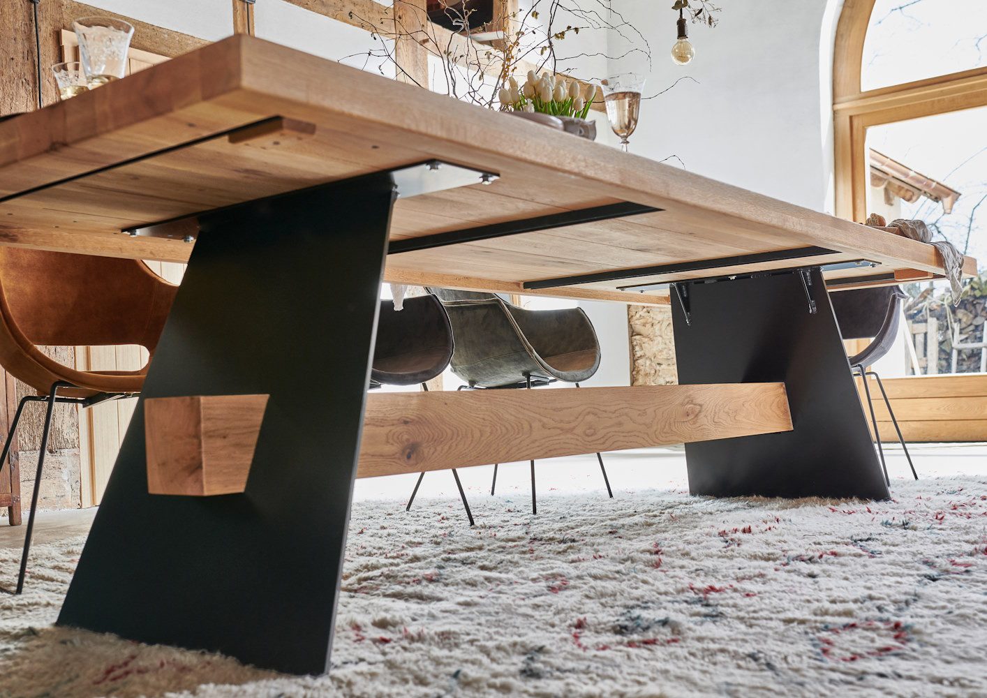 System-Esstisch Rustikale Eiche massiv – Design trifft Natur