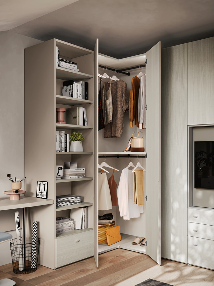 Jugendzimmer mit Eckschrank & TV-Modul – clever wohnen mit Stil