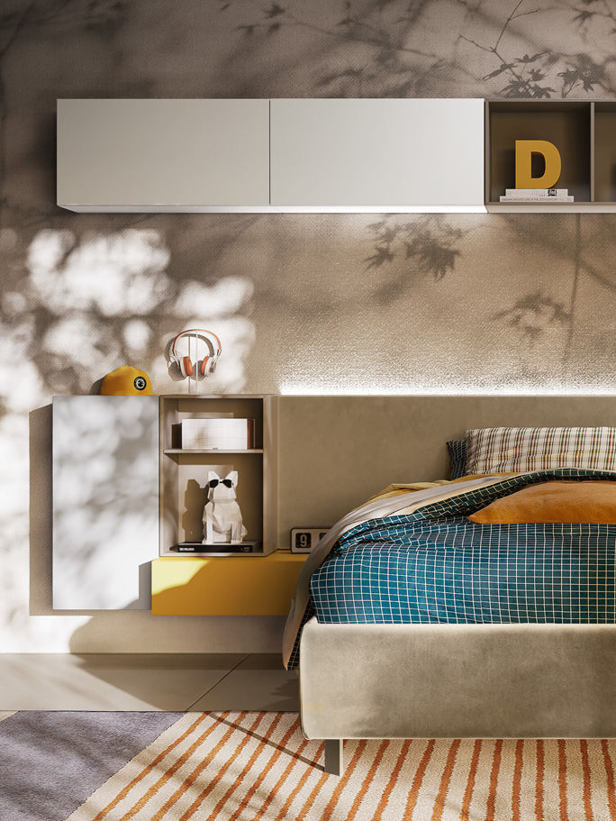 Jugendzimmer mit begehbarem Kleiderschrank & Glastür