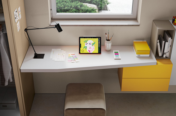 Jugendzimmer mit begehbarem Kleiderschrank & Glastür