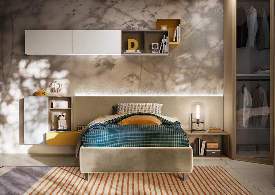 Jugendzimmer mit begehbarem Kleiderschrank & Glastür