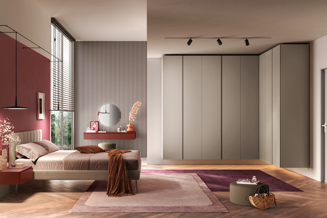 Jugendzimmer mit Eck-Kleiderschrank & Tetris-Bett