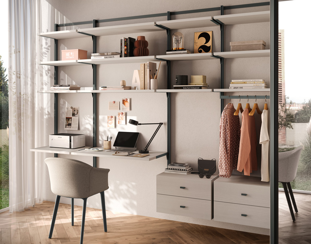 Jugendzimmer mit Begehbare Ankleide & modernes Bett