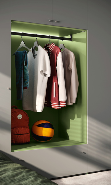 Jugendzimmer mit Schrank, offenem Modul & Schreibtisch