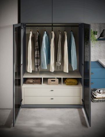 Jugendzimmer mit Brückenschrank mit Bett & Arbeitsplatz