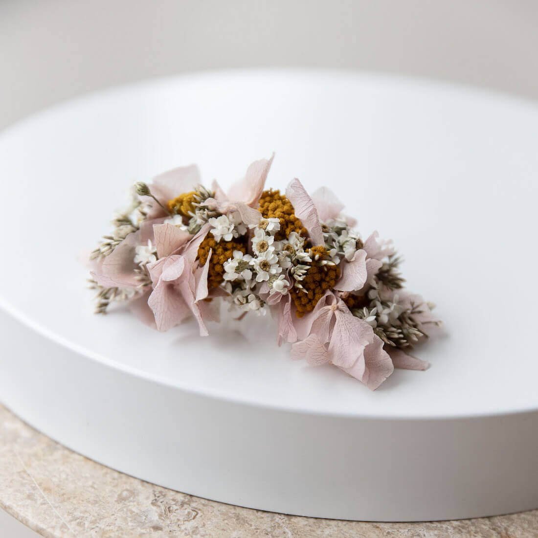 Haarkamm Trockenblumen rosa Frühlingshaft