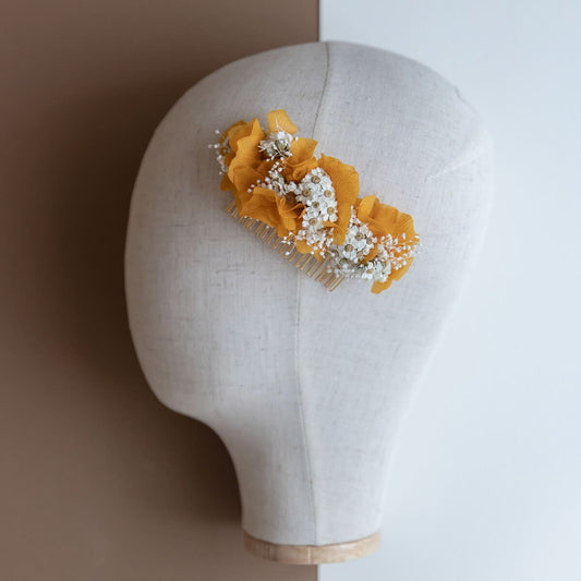 Haarkamm Trockenblumen orange oder apricot