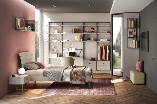 Jugendzimmer mit Begehbare Ankleide & modernes Bett