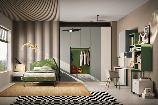 Jugendzimmer mit Schrank, offenem Modul & Schreibtisch