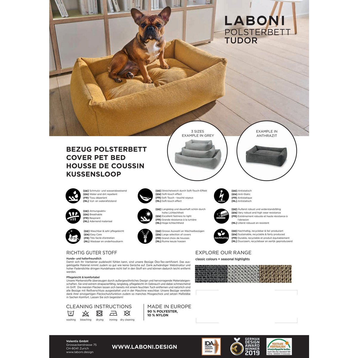CLASSIC Hundebett - TUDOR OLIVE