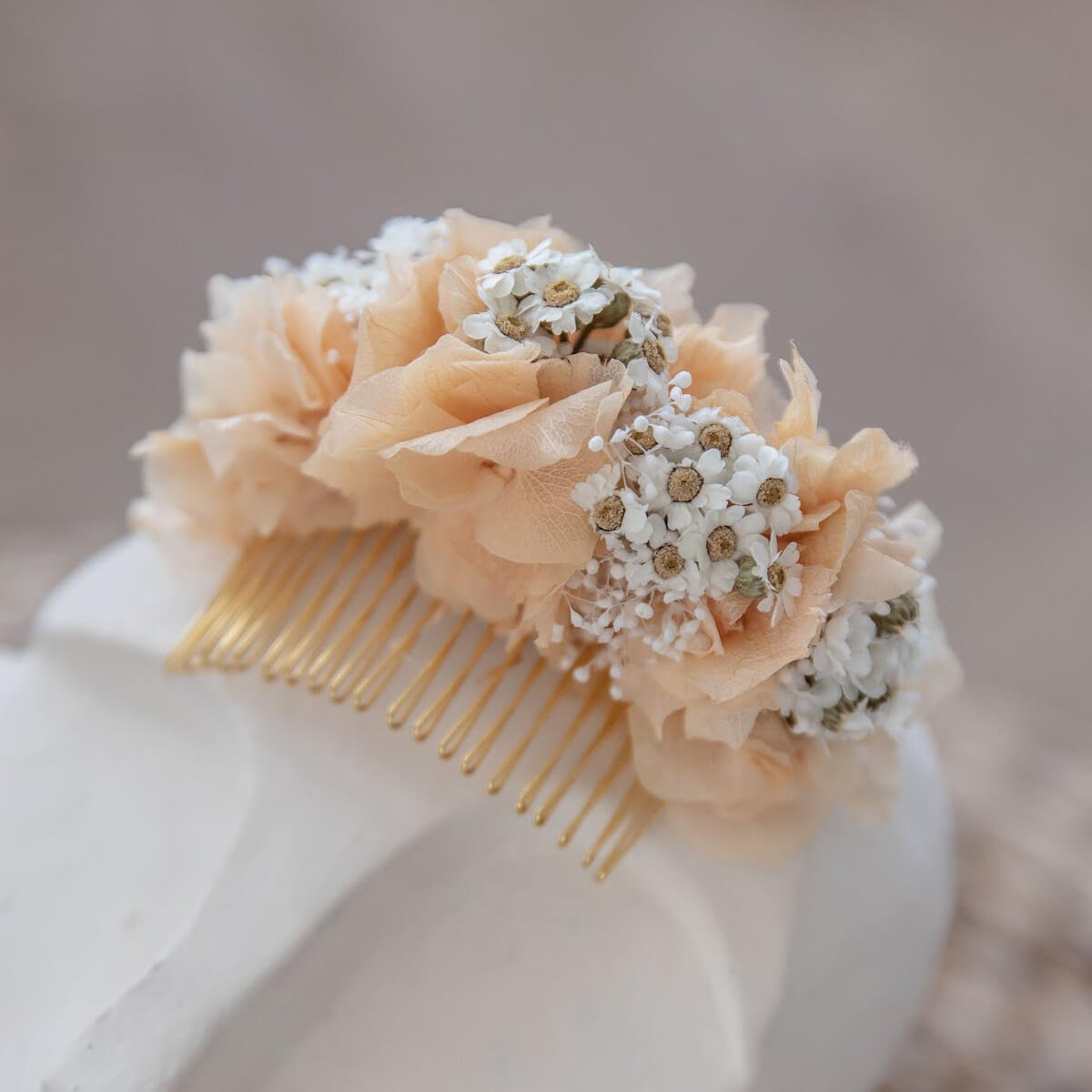 Haarkamm Trockenblumen orange oder apricot